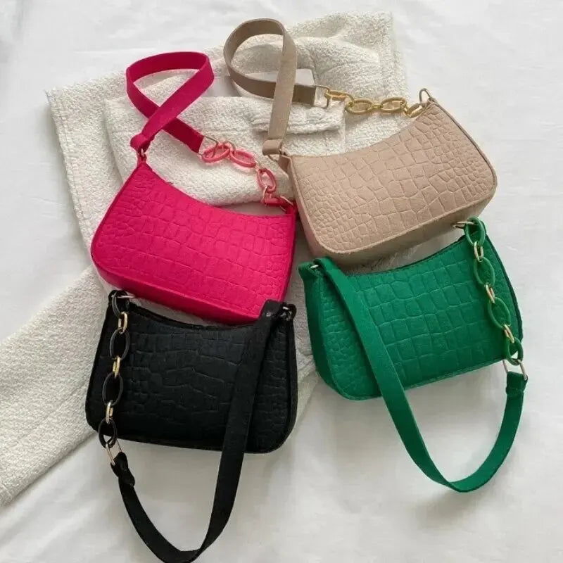 Bolsa Croco Colorida com Corrente