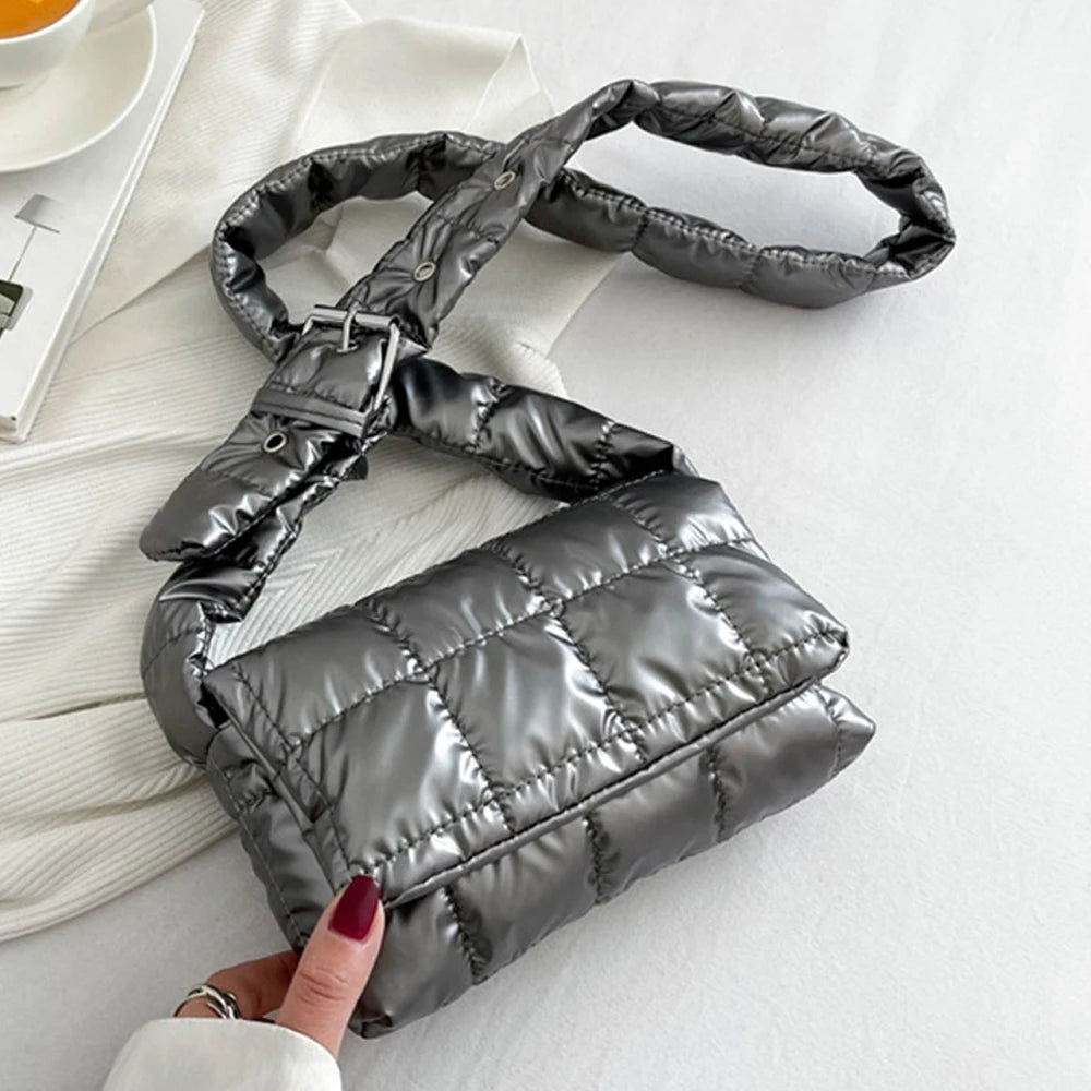 Bolsa Puffer Tote Metalizada Casual Esportiva