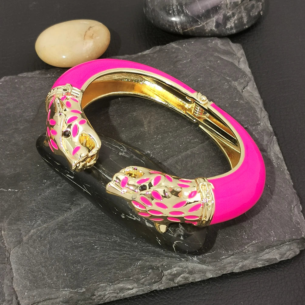 Bracelete Leopardo Esmaltado  Luxo