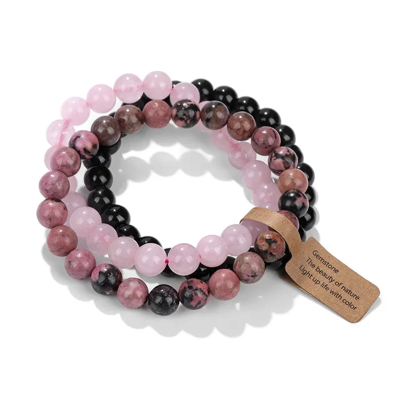 Conjunto de Pulseiras de Cristal de Pedra Natural Energia Positiva