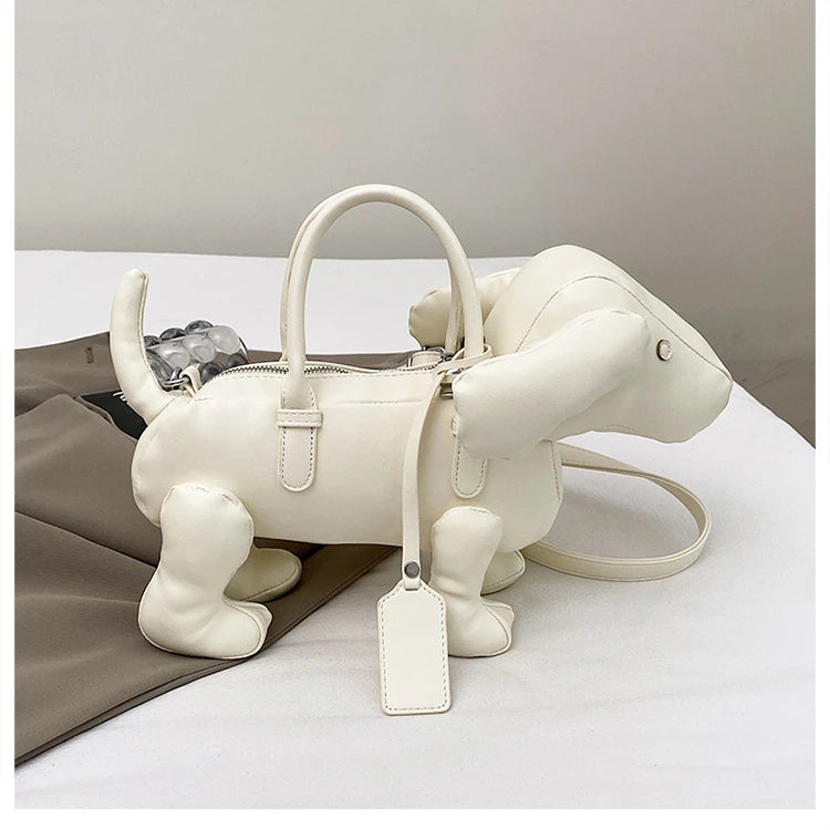 Bolsa Cachorro Cartoon 3D Couro PU com Alça Superior