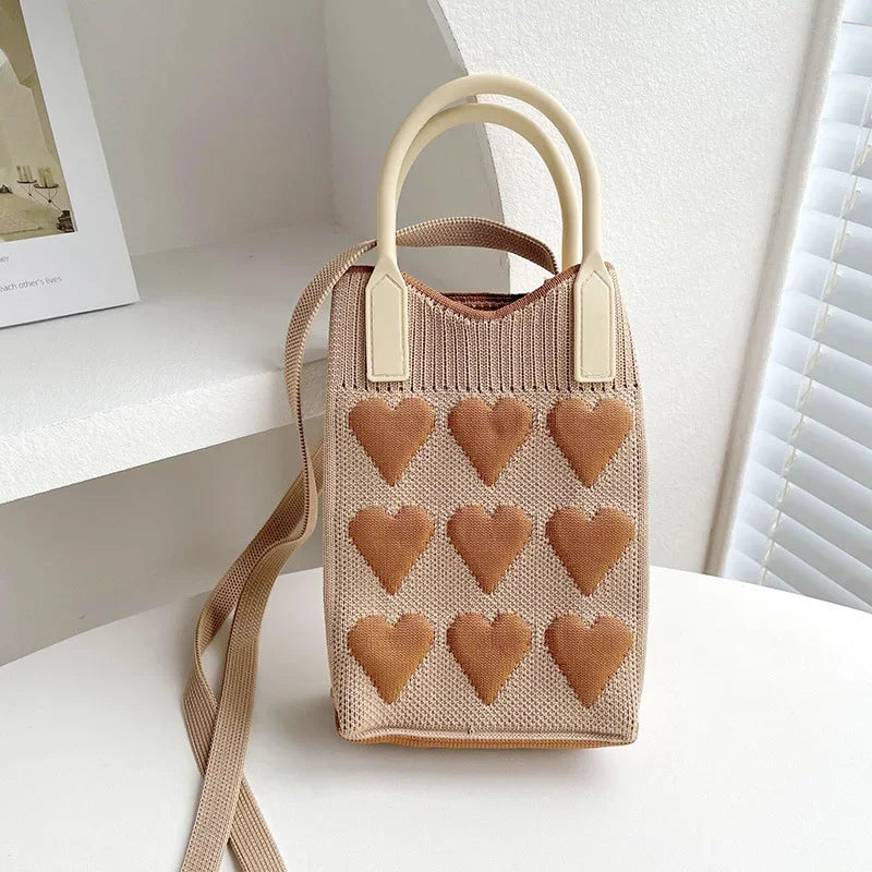 Bolsa Coração Tricotado