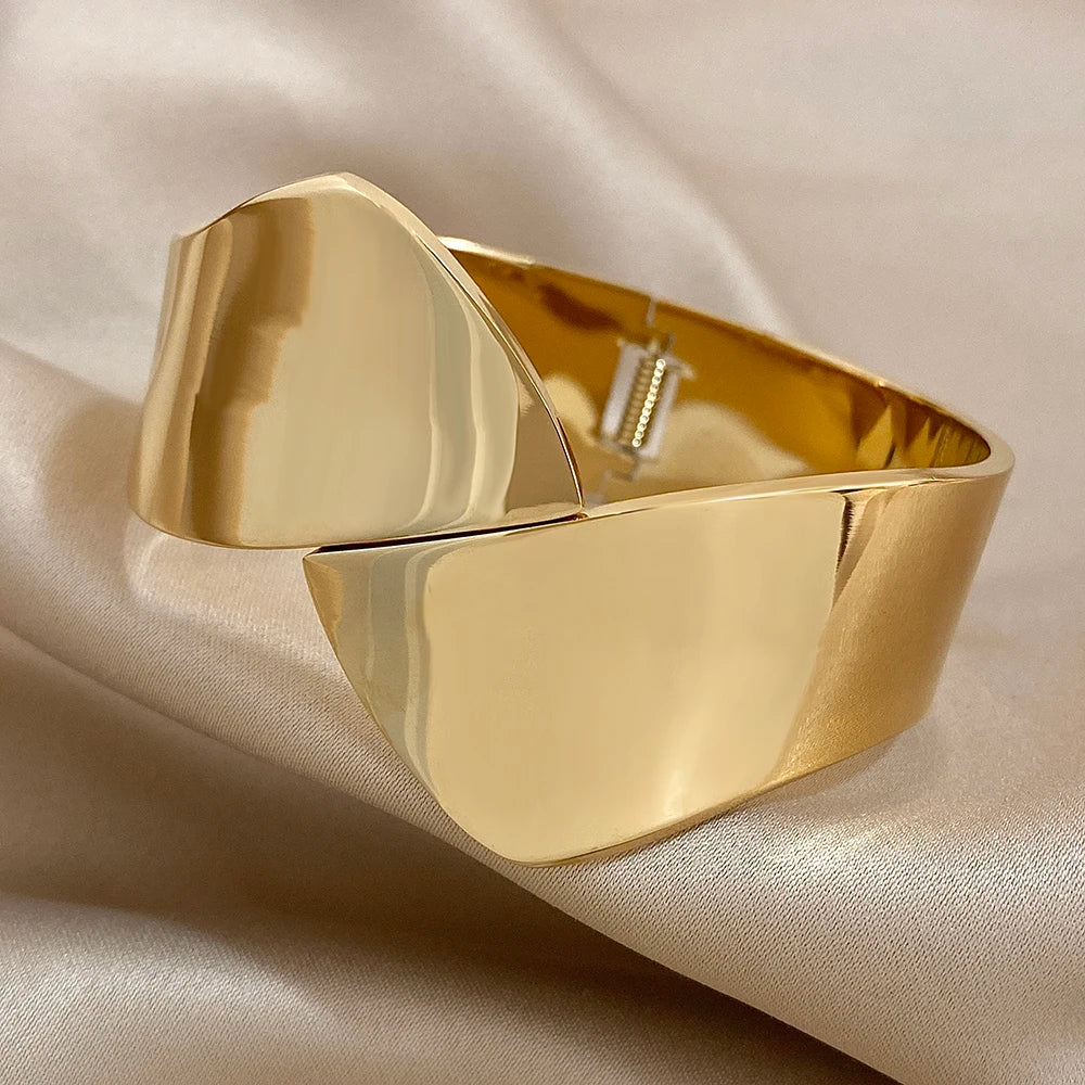 Bracelete Wide Glam em Aço Inoxidável