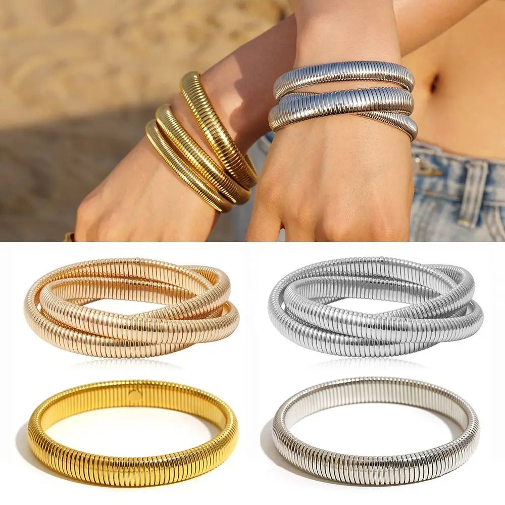 Bracelete Elástico em Aço Inoxidável à Prova D'Água