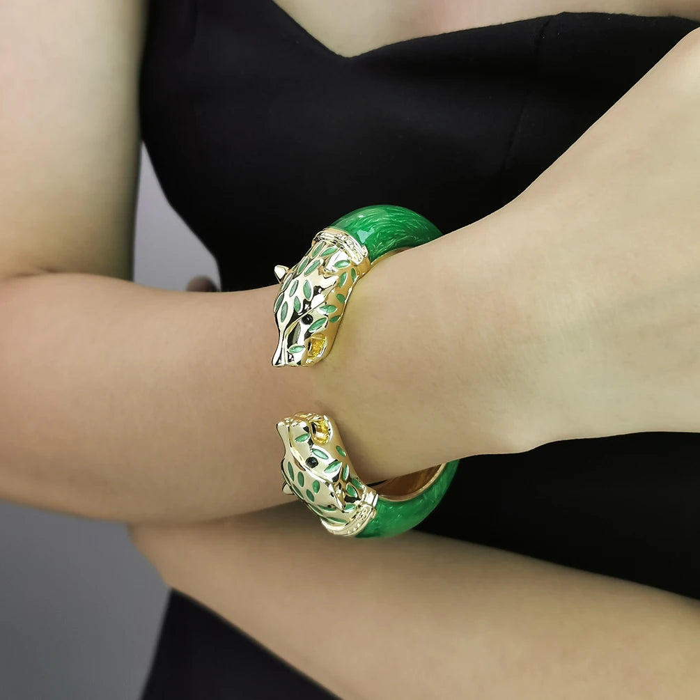 Bracelete Leopardo Esmaltado  Luxo