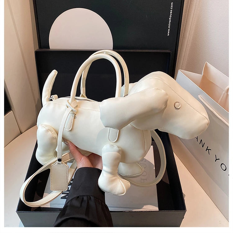 Bolsa Cachorro Cartoon 3D Couro PU com Alça Superior