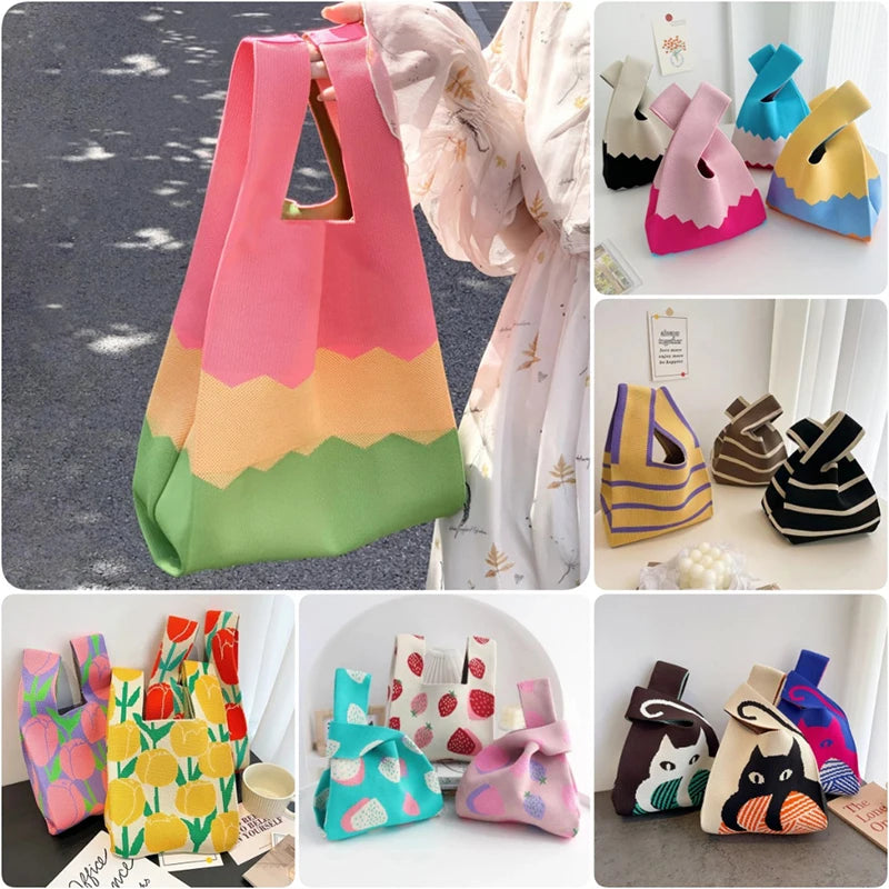 Bolsa de Malha Feita à Mão Casual
