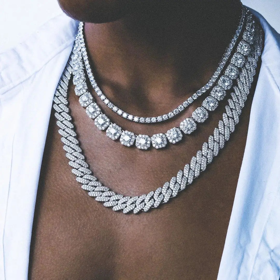 Colar Corrente Cravejada com Strass Brilhante Iced Bling