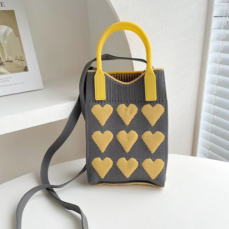Bolsa Coração Tricotado