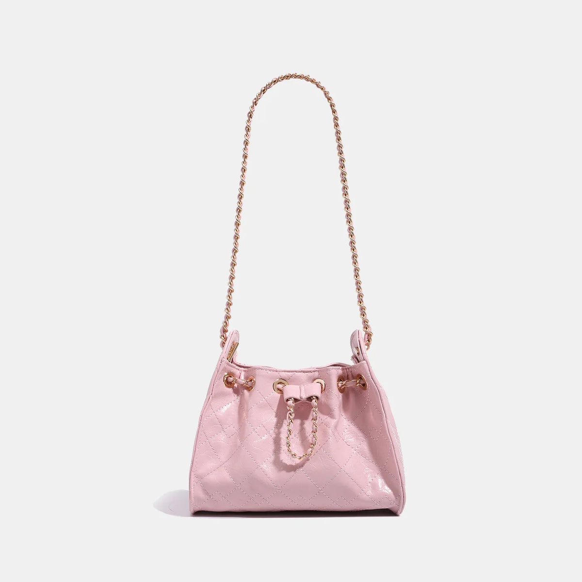 Bolsa Shoulder com Corrente Trançada Diamantada e Alça Única