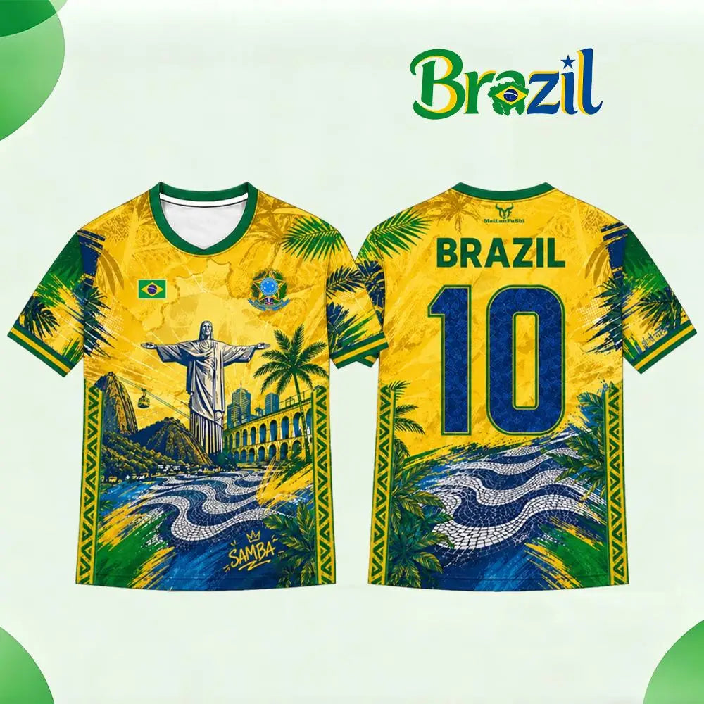 Camisa Brasil Estampa 3D Cristo Redentor