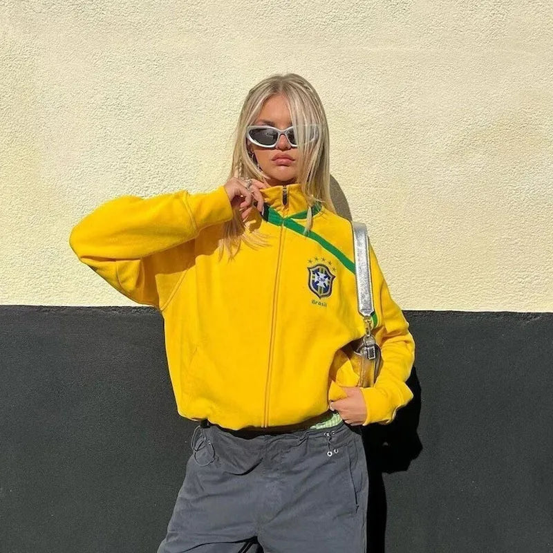 Moletom Oversized com Zíper Estilo Retrô