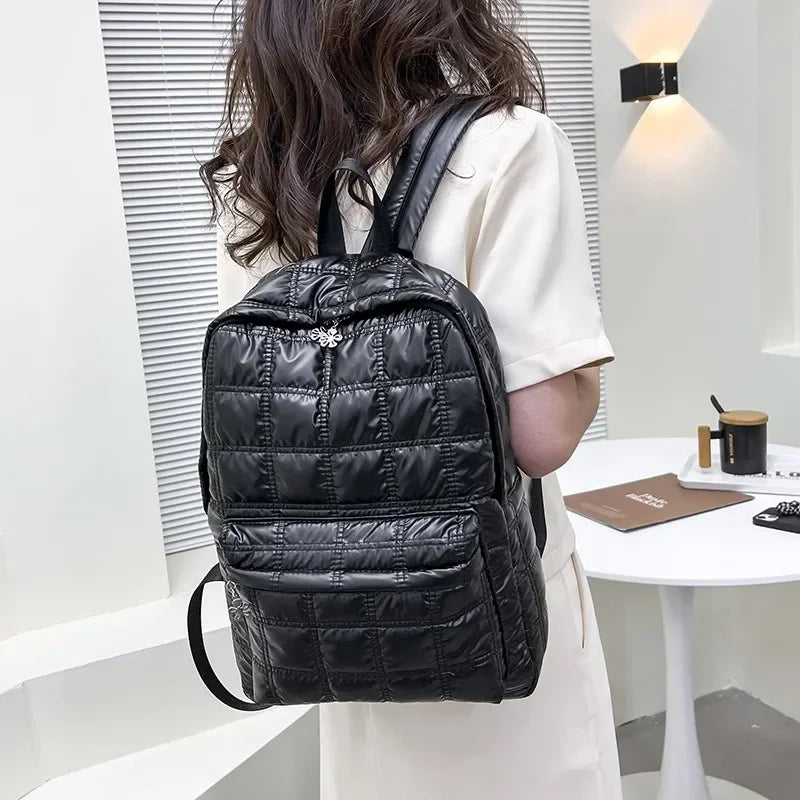 Mochila Puffer Esportiva Casual Metalizada