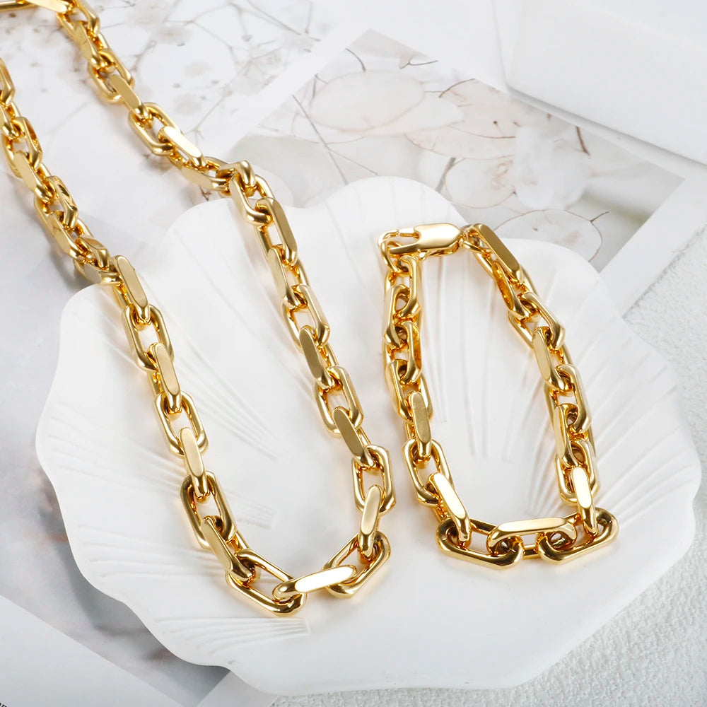 Conjunto de Corrente e Pulseira Cuban Link