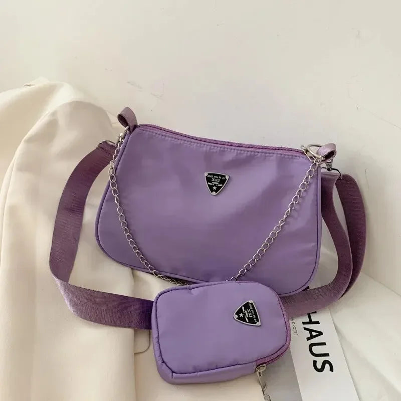 Bolsa Air Bag Shoulder com Corrente Prateada