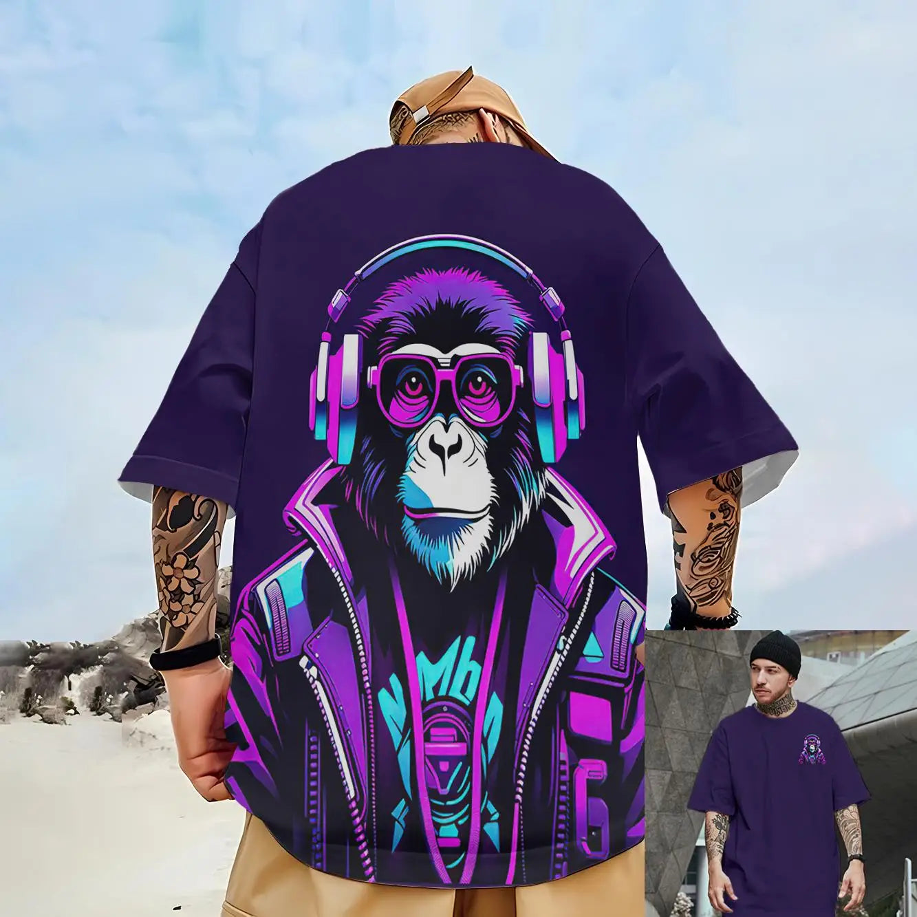 Camiseta Masculina Estampa NFT Monkey