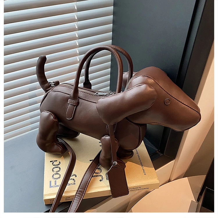 Bolsa Cachorro Cartoon 3D Couro PU com Alça Superior