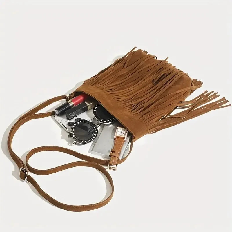 Bolsa Tiracolo Camurça com Franjas
