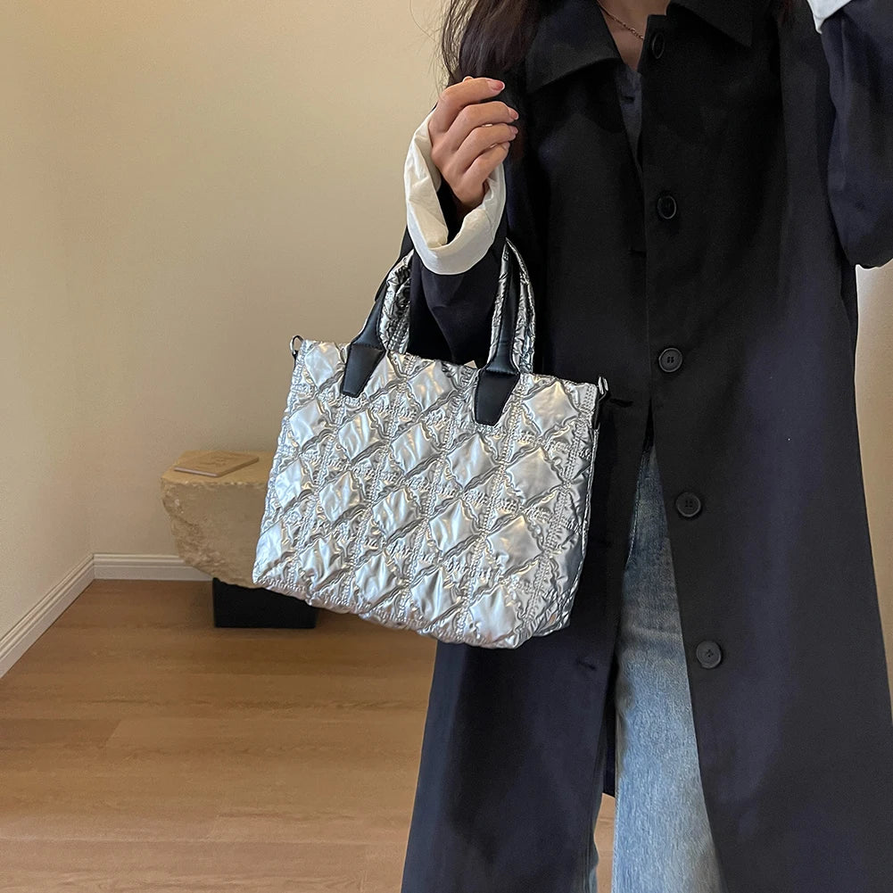 Bolsa Puffer Shopbag Esportiva Casual Metalizada