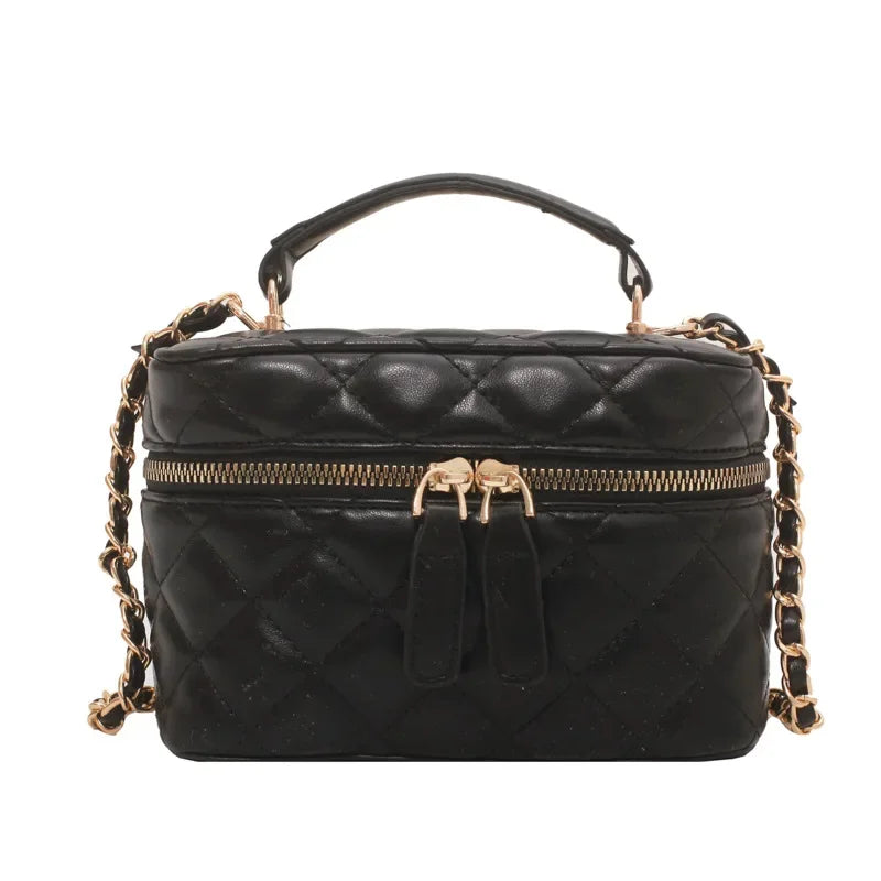 Mini Bolsa Box Matelassê com Corrente Dourada e Alça Superior