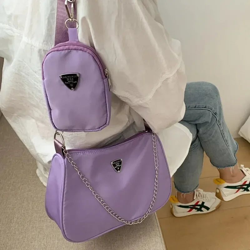 Bolsa Air Bag Shoulder com Corrente Prateada