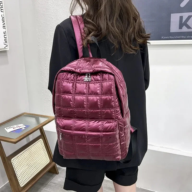 Mochila Puffer Esportiva Casual Metalizada