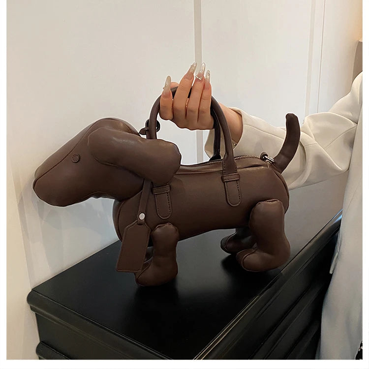 Bolsa Cachorro Cartoon 3D Couro PU com Alça Superior