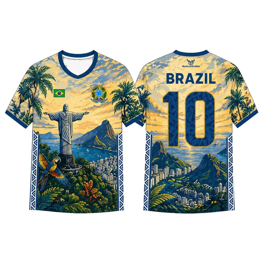 Camisa Brasil Estampa 3D Cristo Redentor