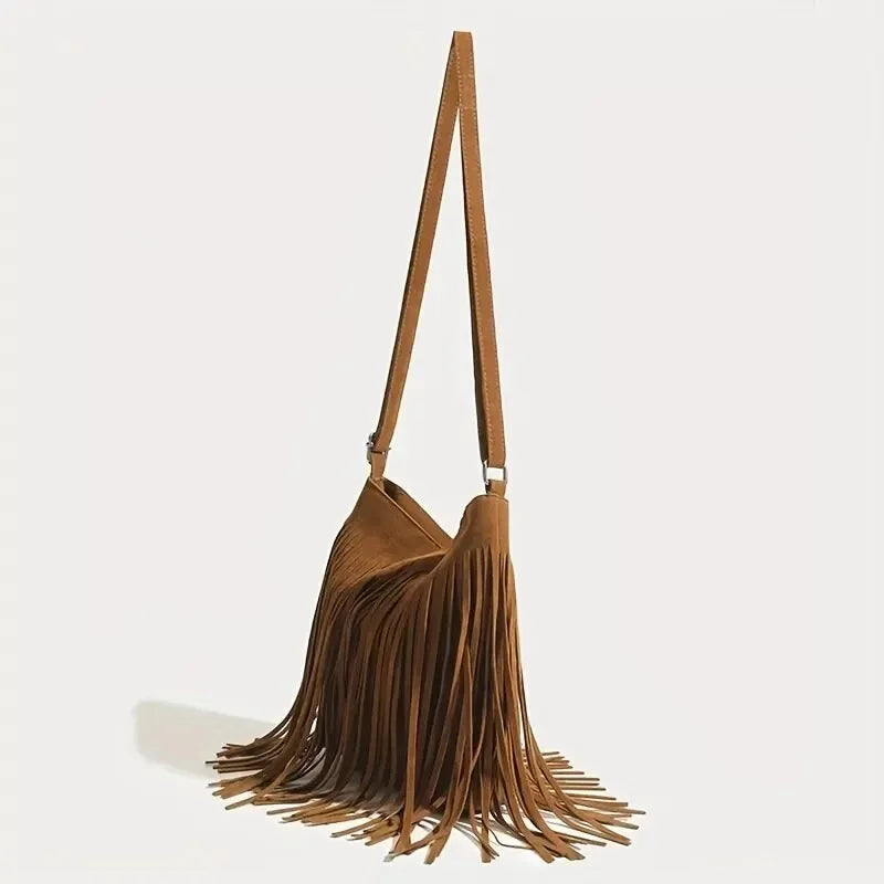 Bolsa Tiracolo Camurça com Franjas