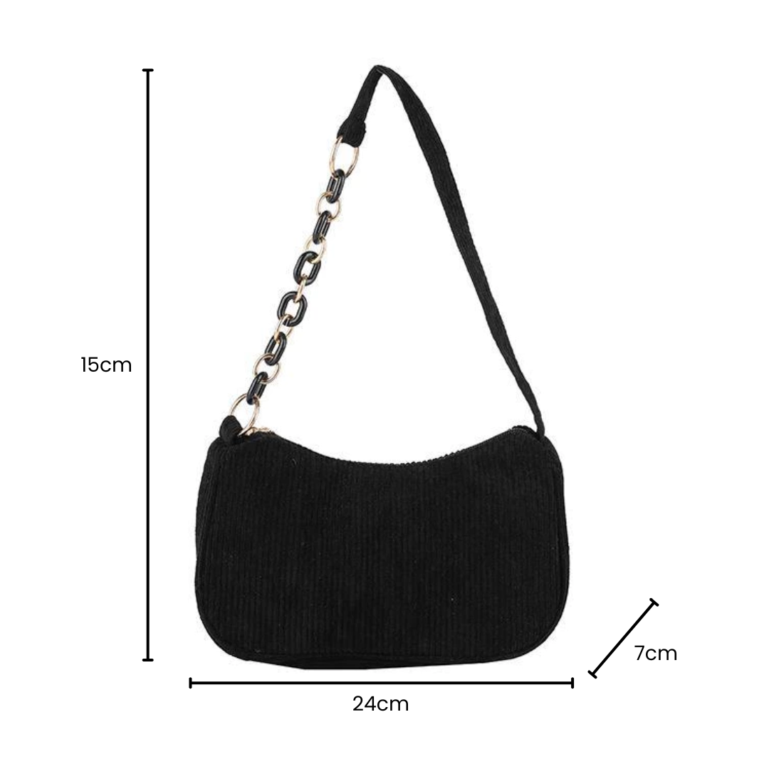 Bolsa Formato de Lua de Veludo Cotelê