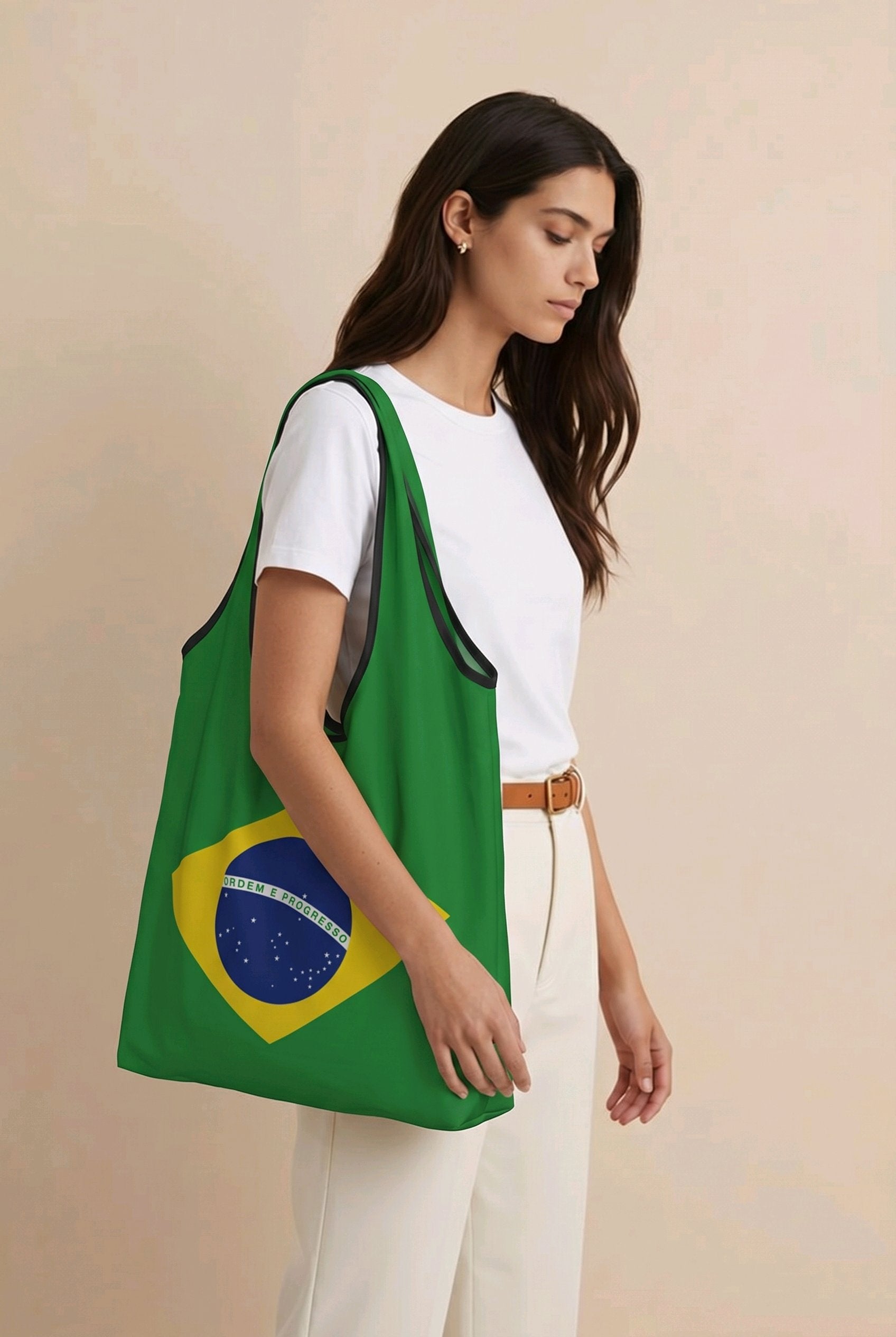 Sacola Ecobag Bandeira do Brasil Dobrável